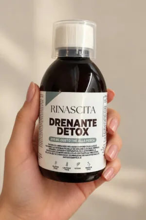 Drenante Detox Rinascita, integratore liquido 200 ml gusto tè alla pesca
